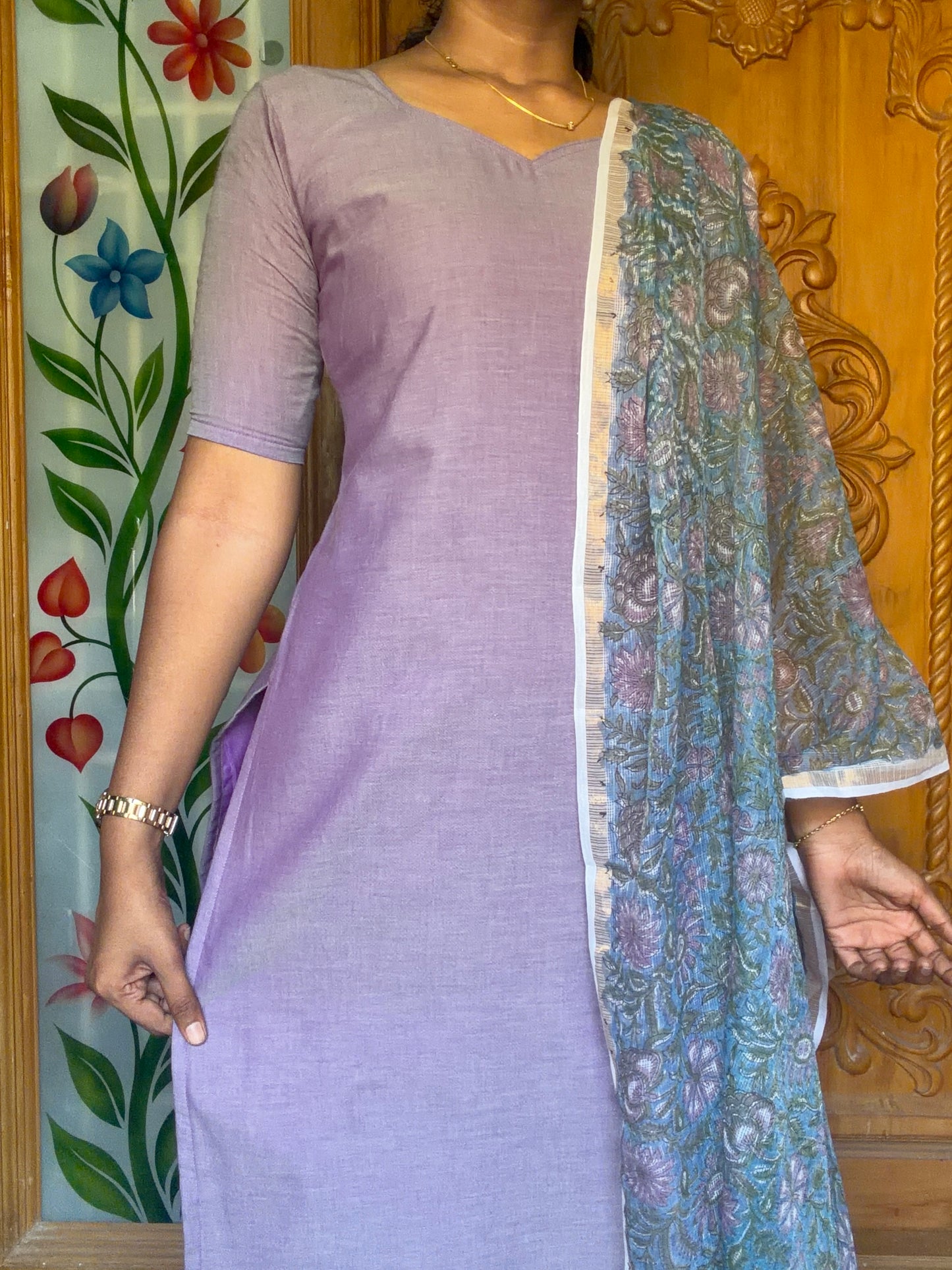 Cotton Kurti with Kota dupatta