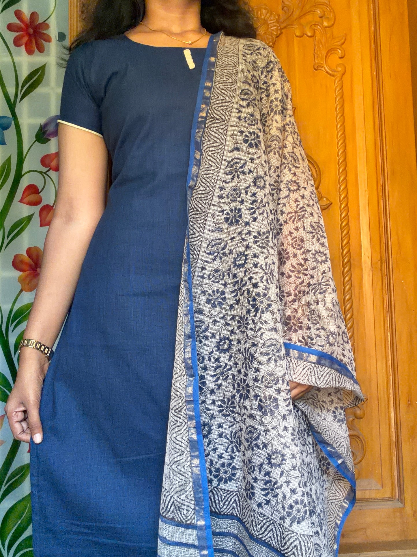 pure cotton kurti with kota dupatta