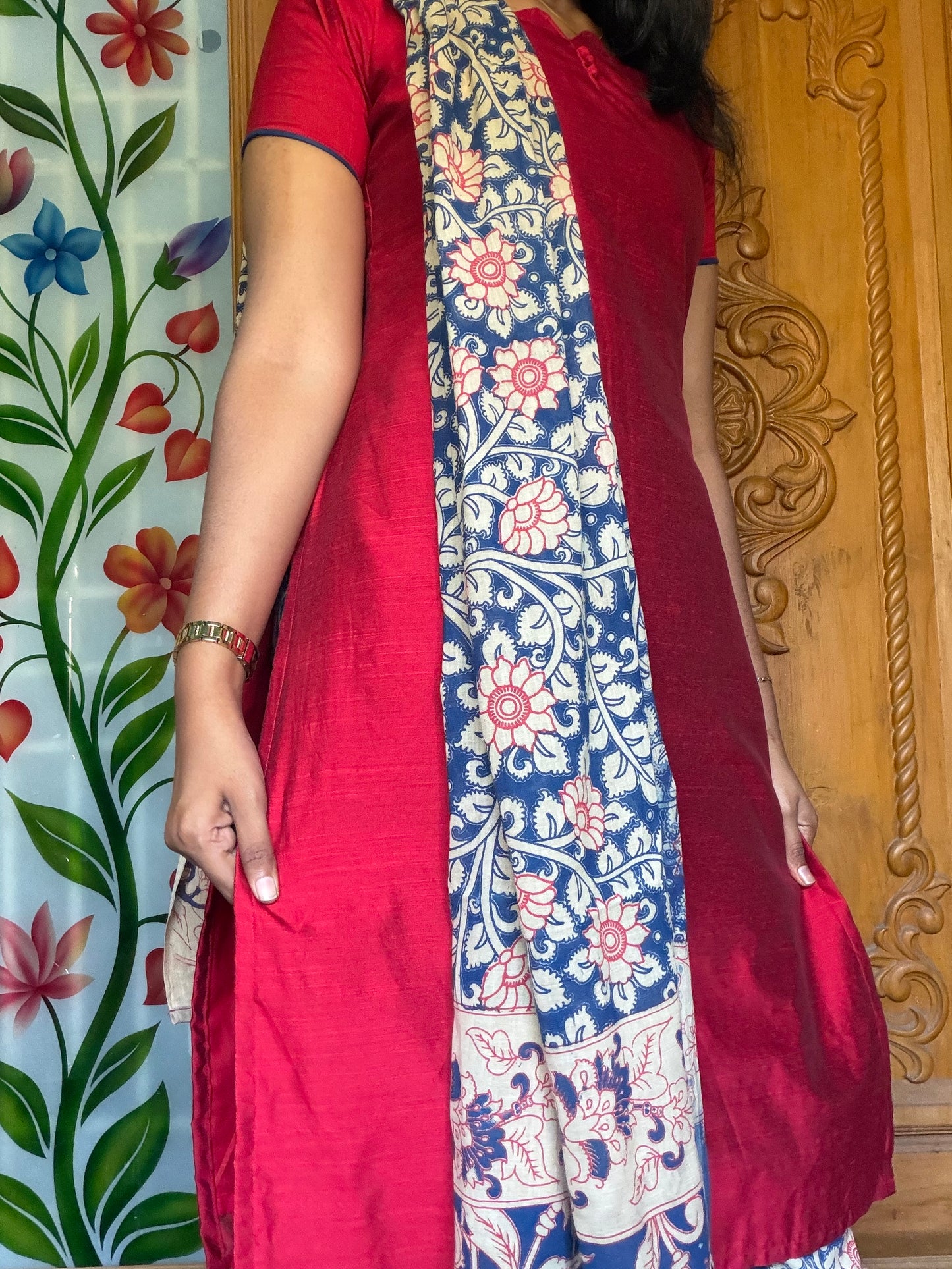 kalamkari kurti set with dupatta (3pcs set)