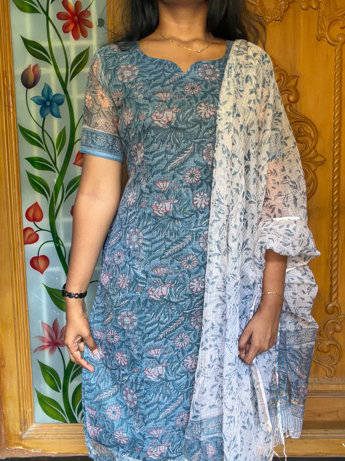 Blue Blossom - Pure Kota Doria 3pcs