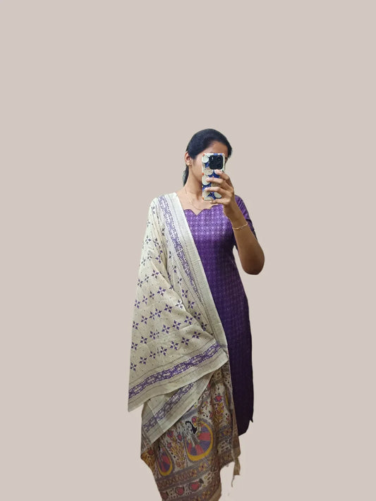 Katan silk kurti set with dupatta( pre- order)
