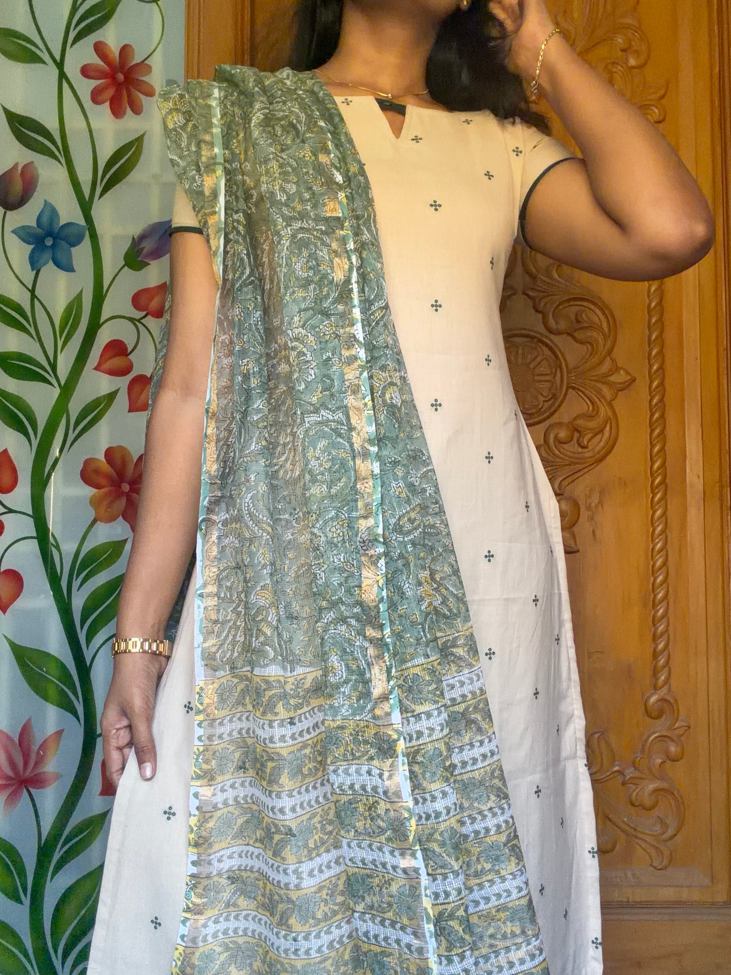 pure cotton Kurti with Kota dupatta