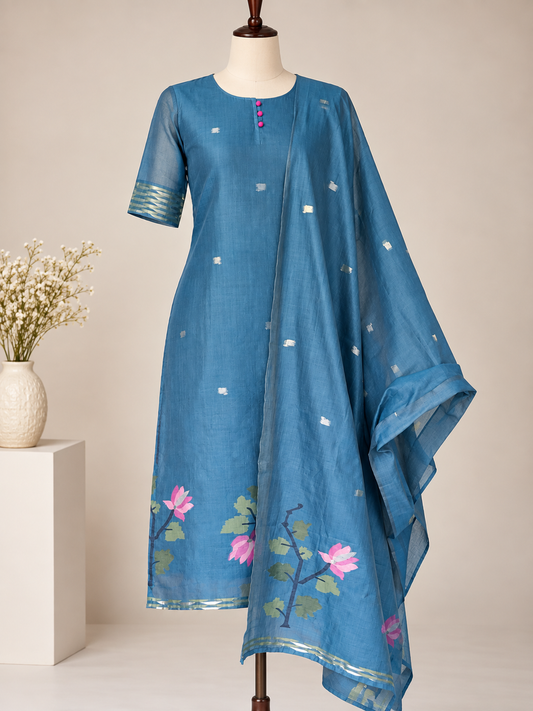 Lotus muse - premium Jamdani kurti with dupatta