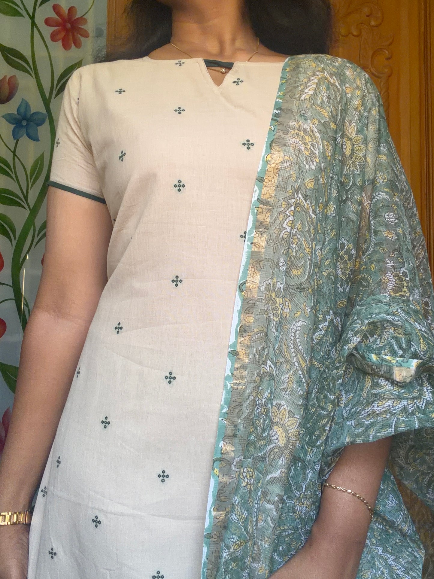 pure cotton Kurti with Kota dupatta
