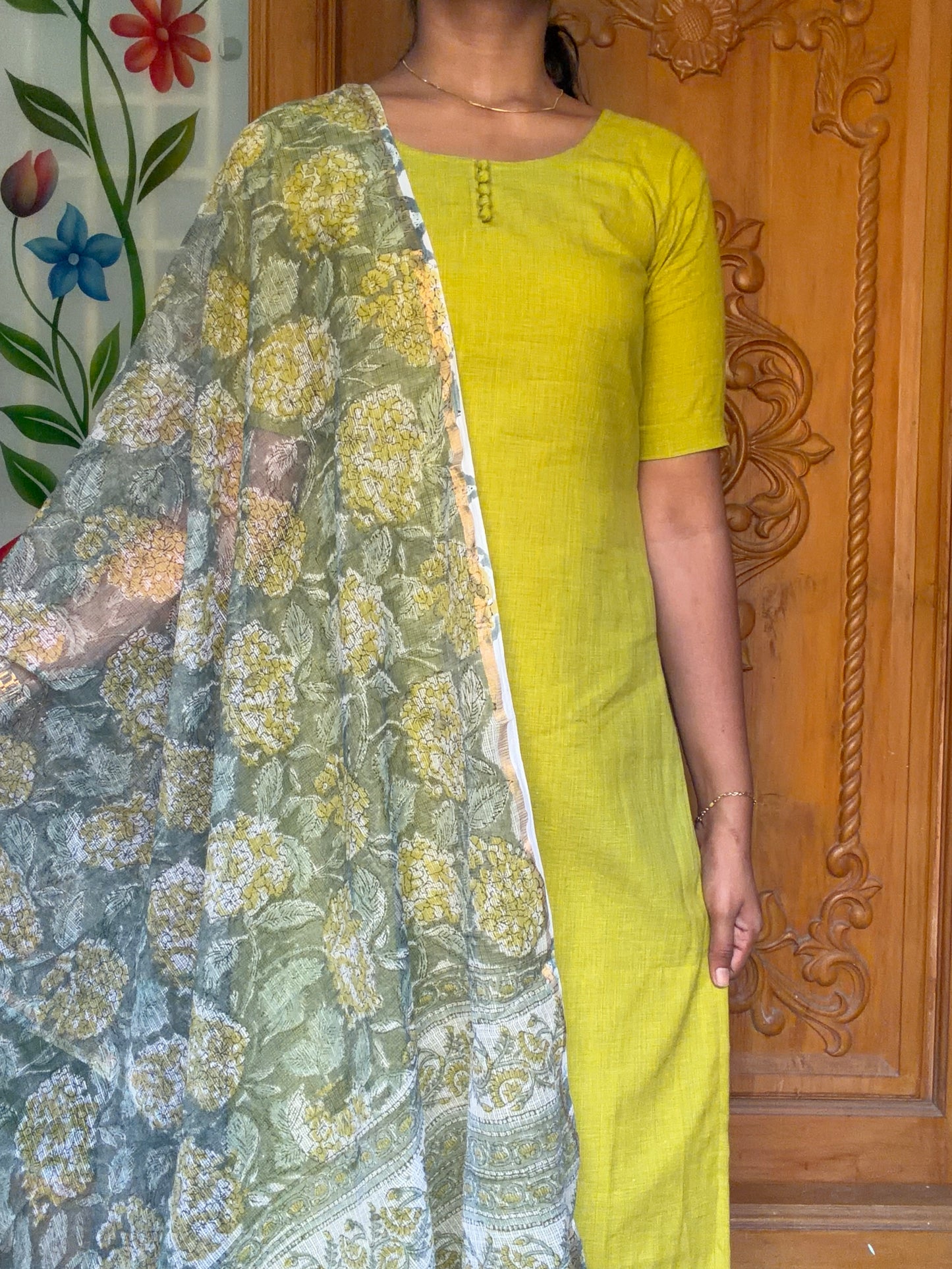 Cotton kurti with kota dupatta