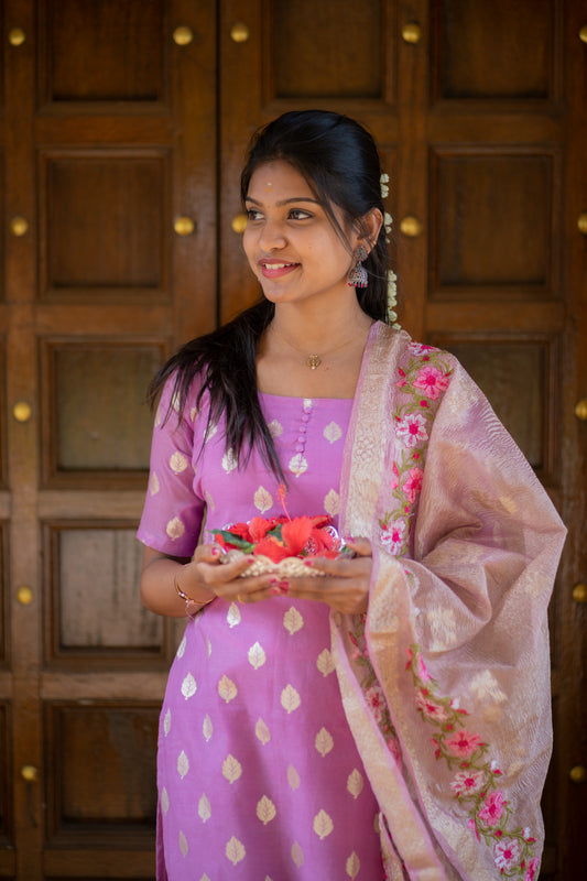 Premium Chanderi lorex 3 piece set