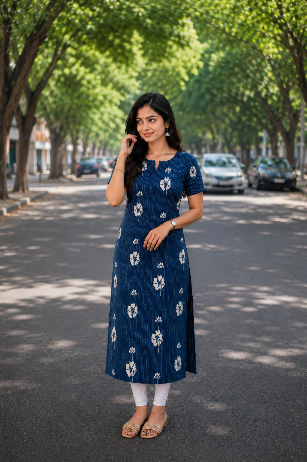 Floral printed cotton Kurti with lining