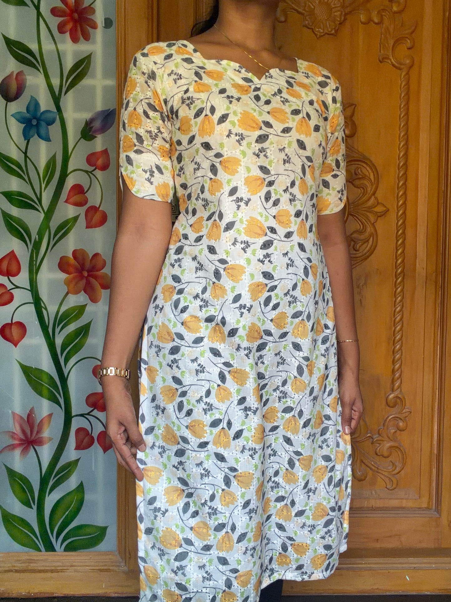 floral printed Hacoba cotton kurti