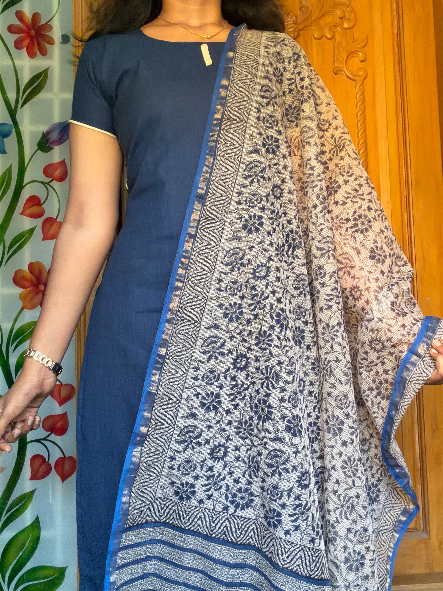 pure cotton kurti with kota dupatta