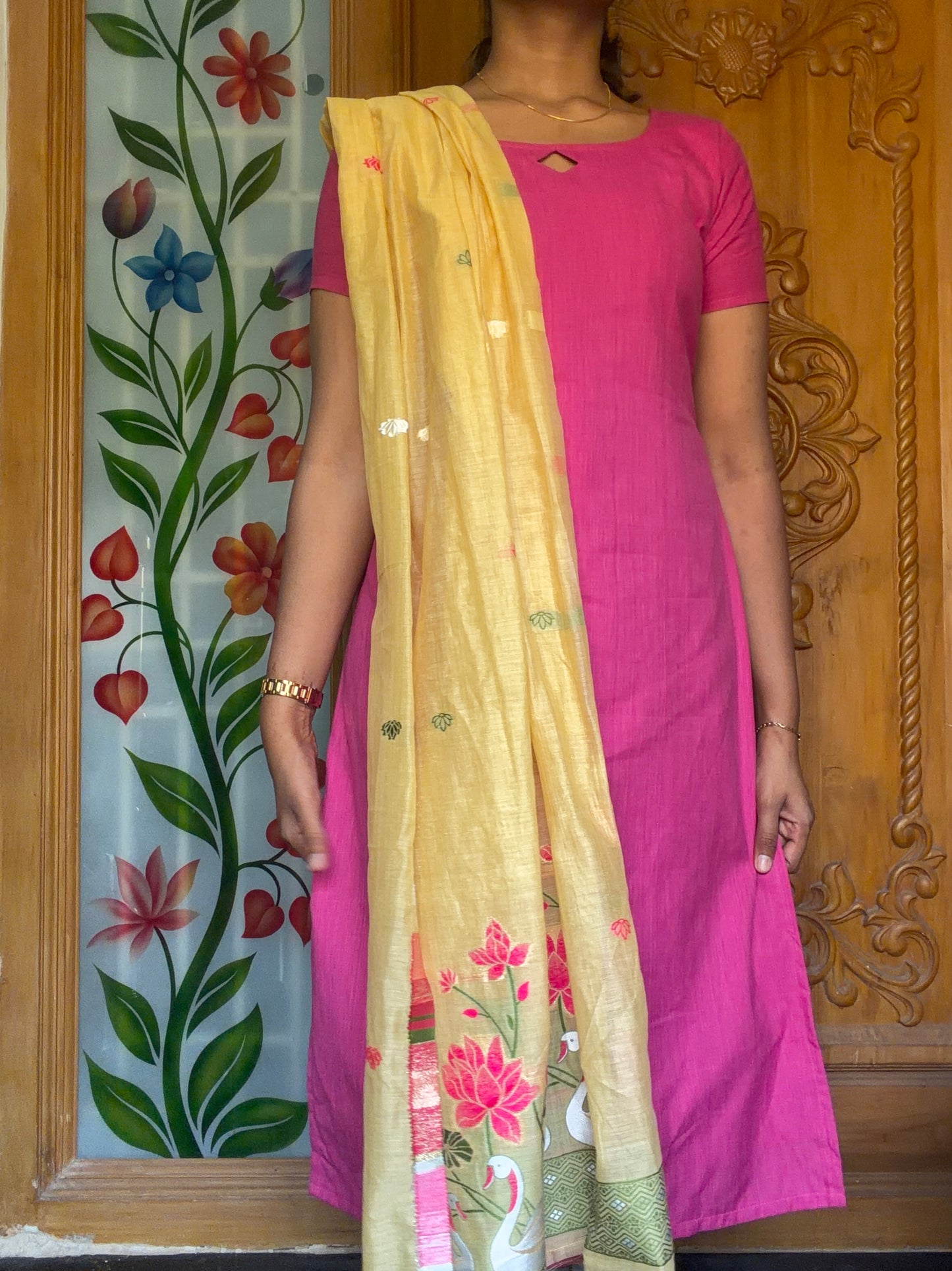 Pure cotton Kurti with jamdani dupatta