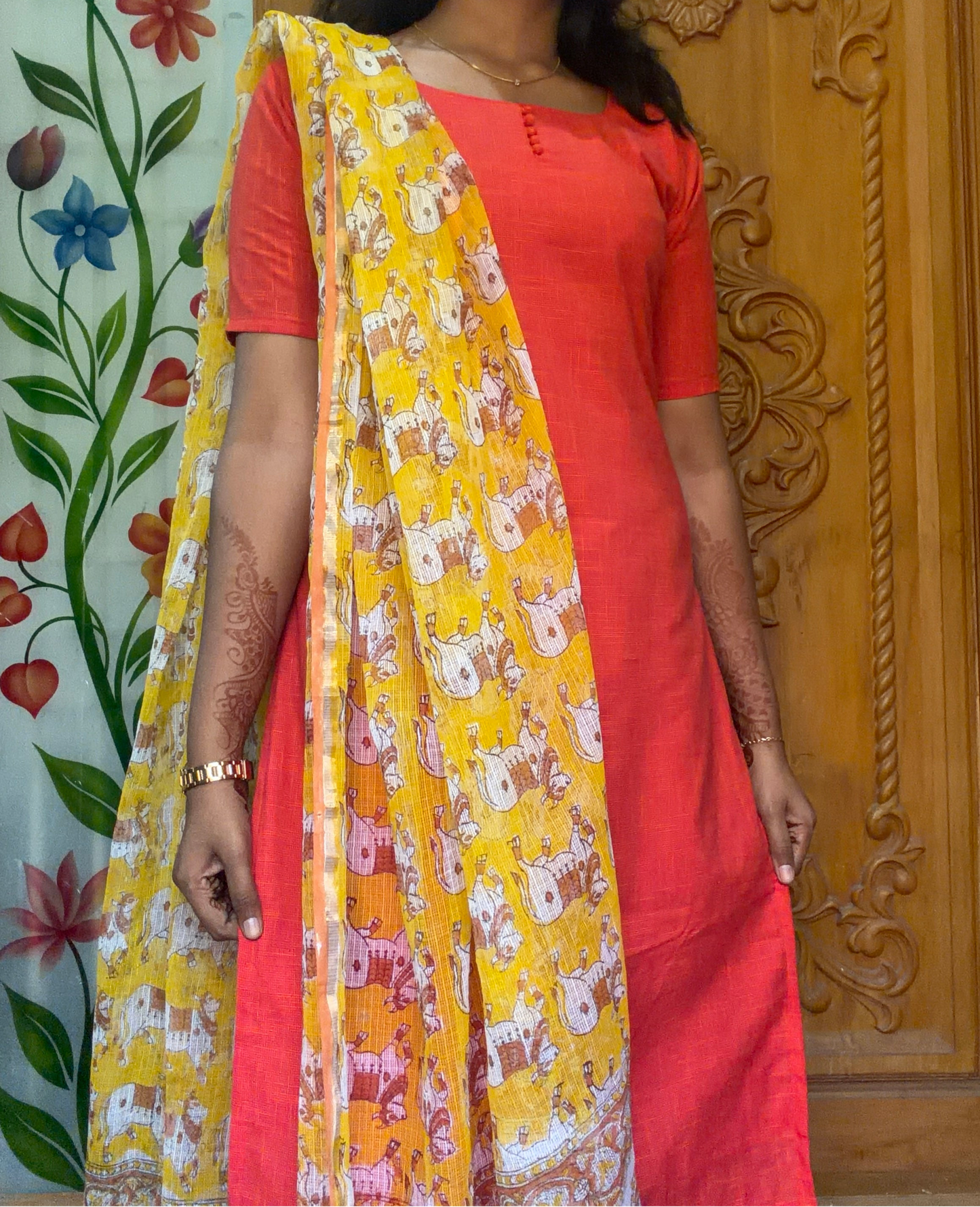pure cotton Kurti with Kota Dupatta
