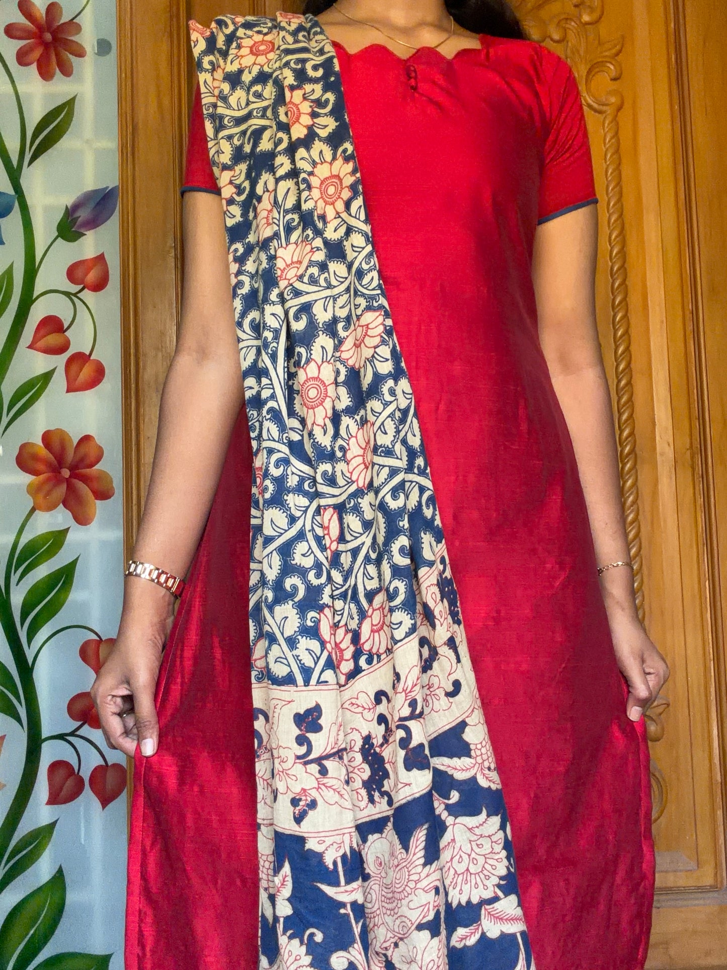 kalamkari kurti set with dupatta (3pcs set)