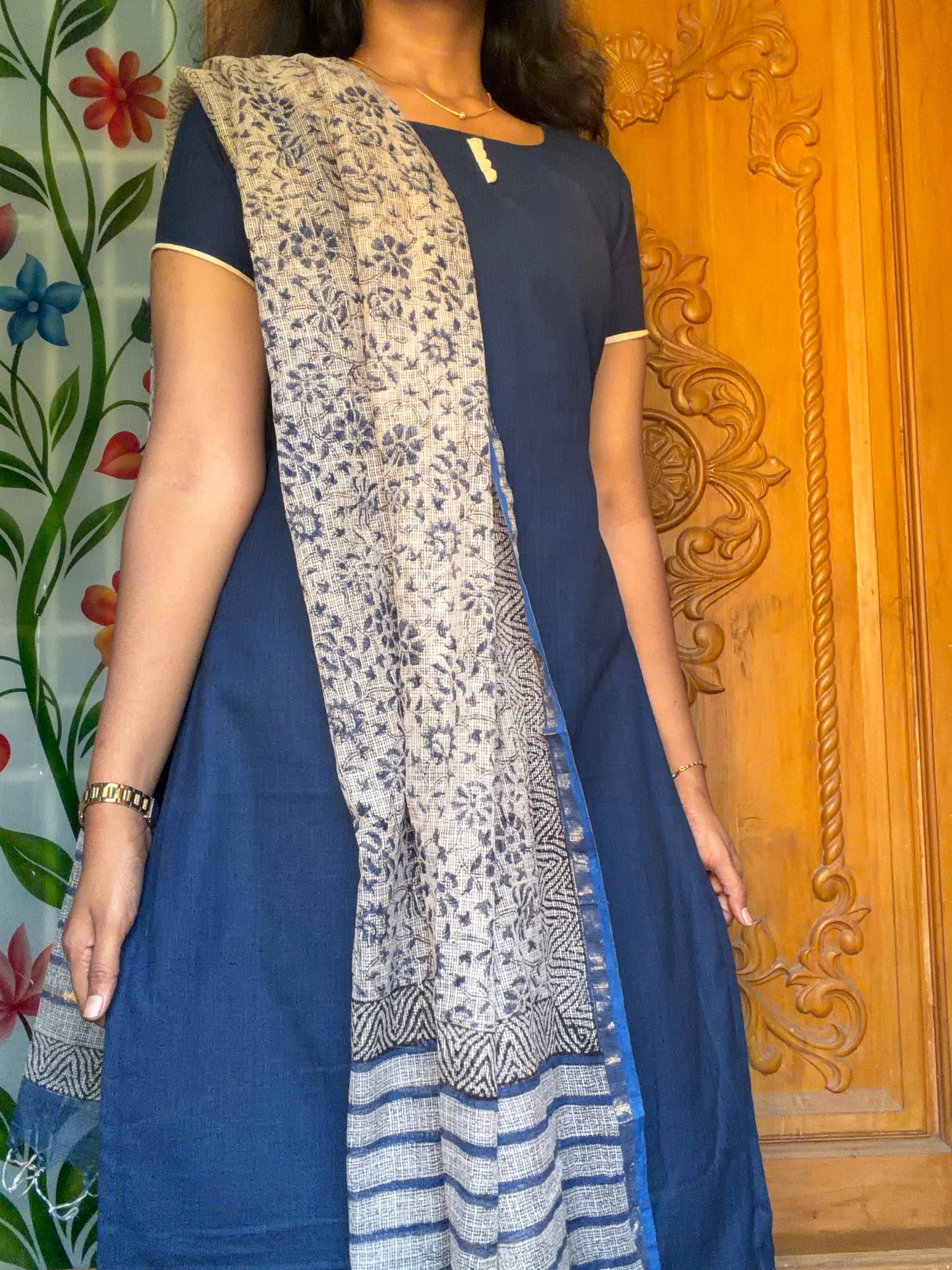 pure cotton kurti with kota dupatta