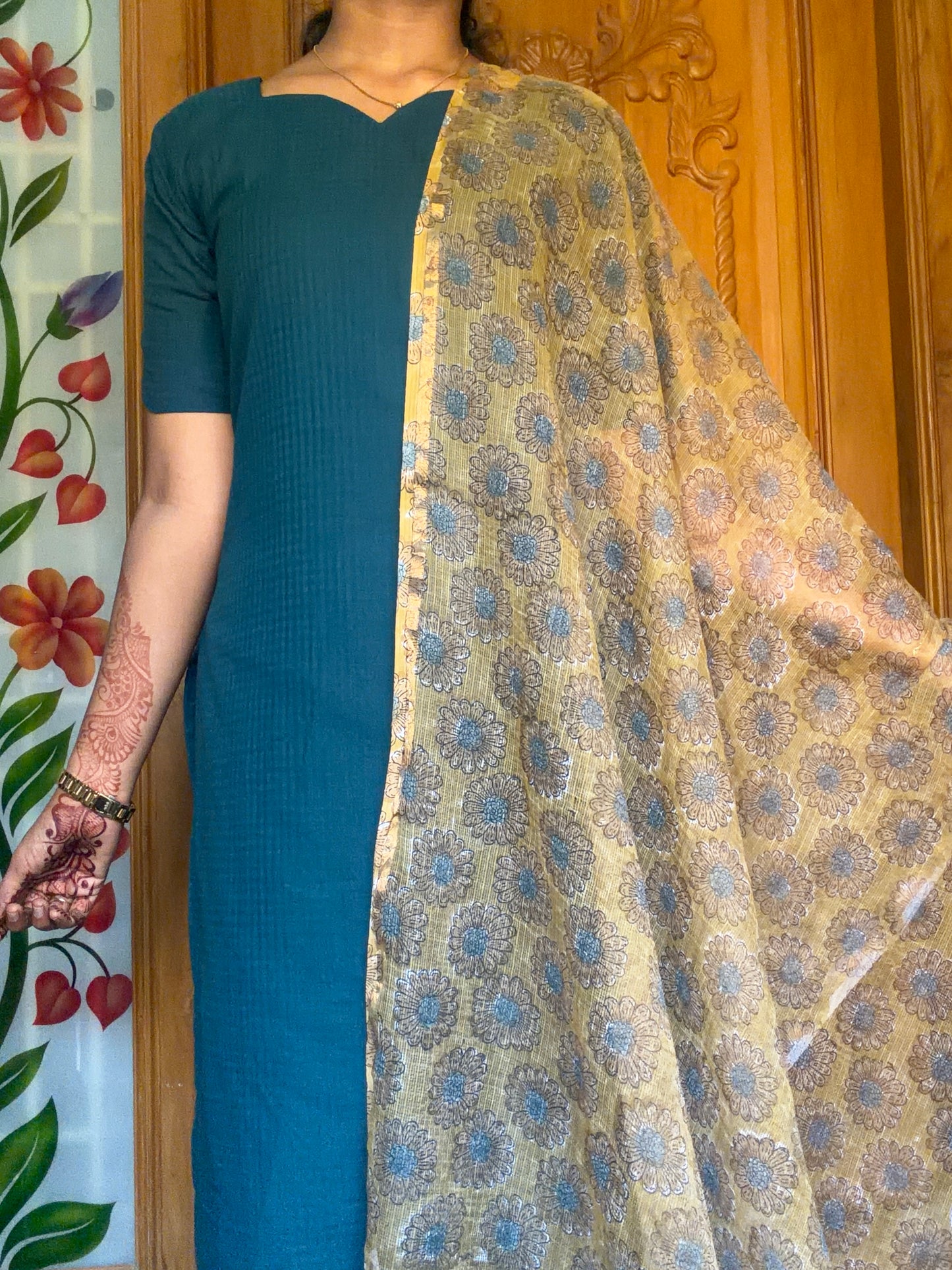 Pure cotton Kurti with Kota dupatta