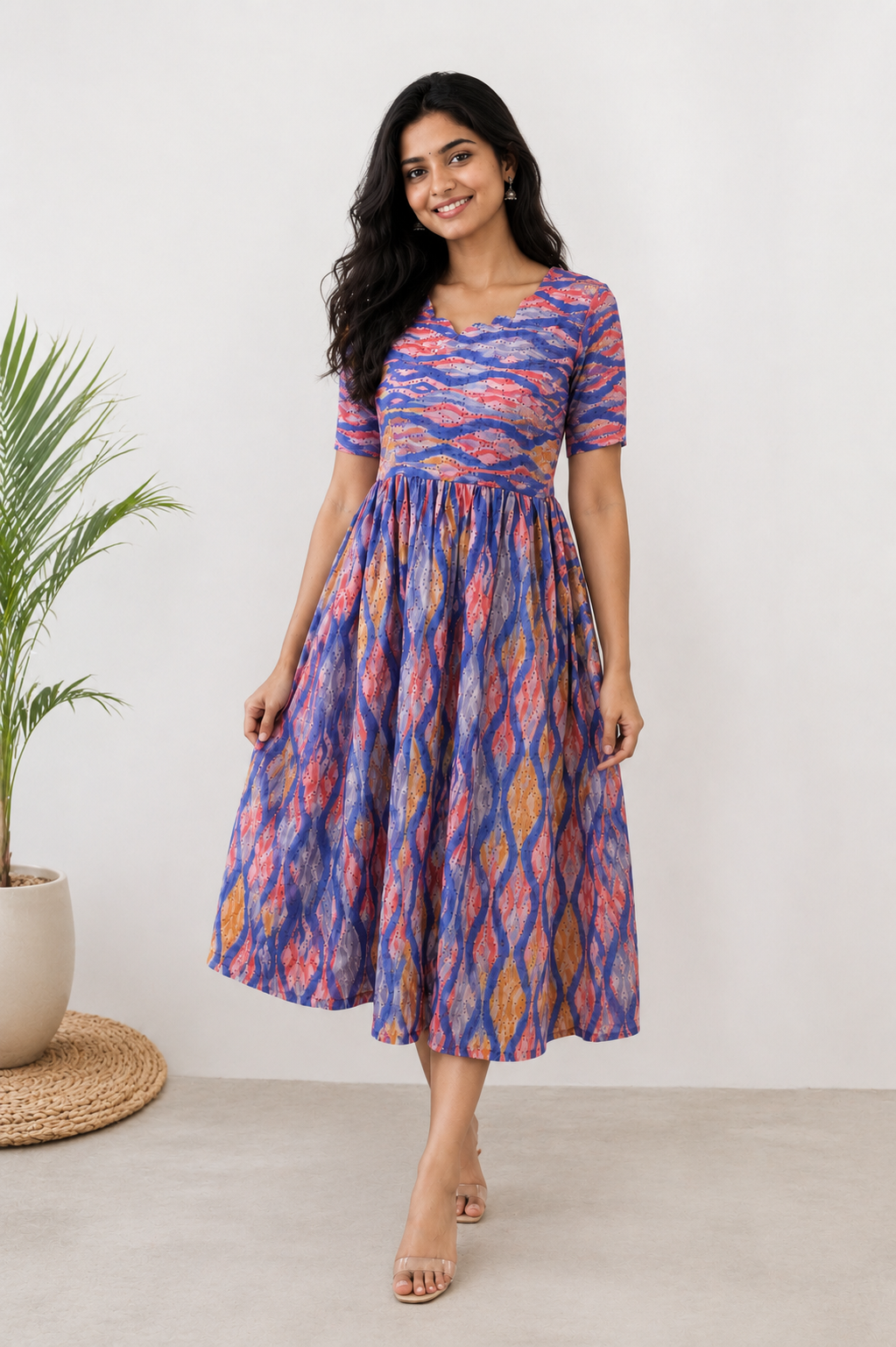 Multicolor cotton hacoba maxi