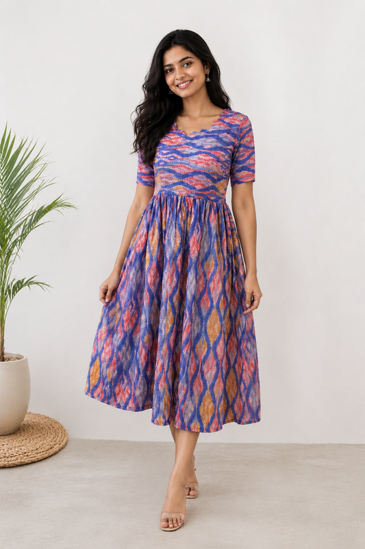 Multicolor cotton hacoba maxi