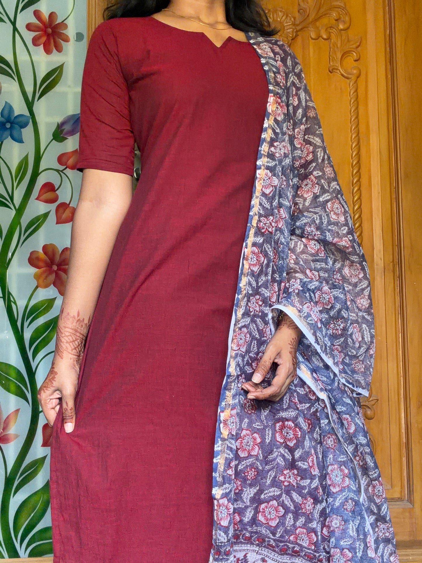 Pure cotton kurti with Kota dupatta