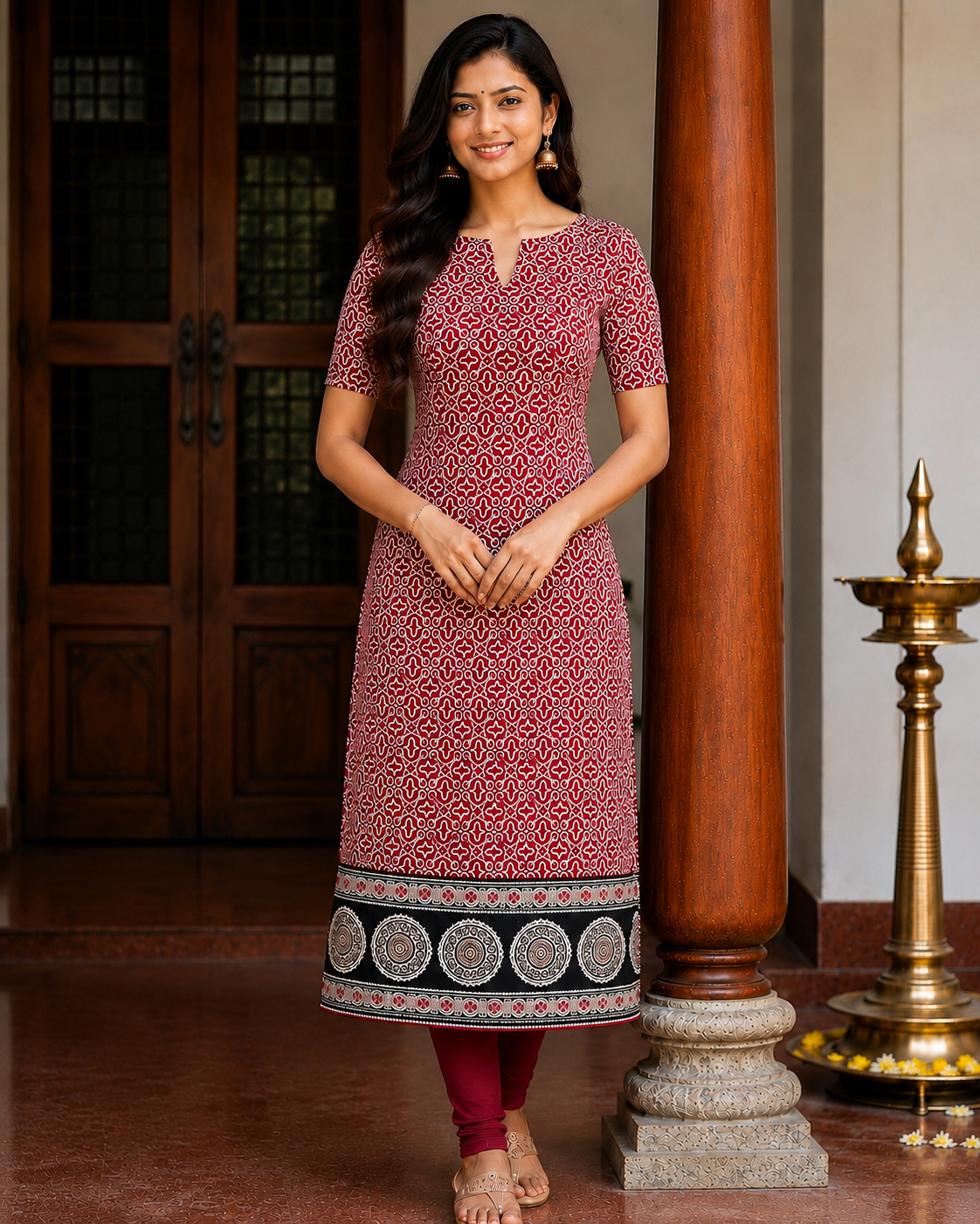 Ajrakh printed cotton Kurti with Lining