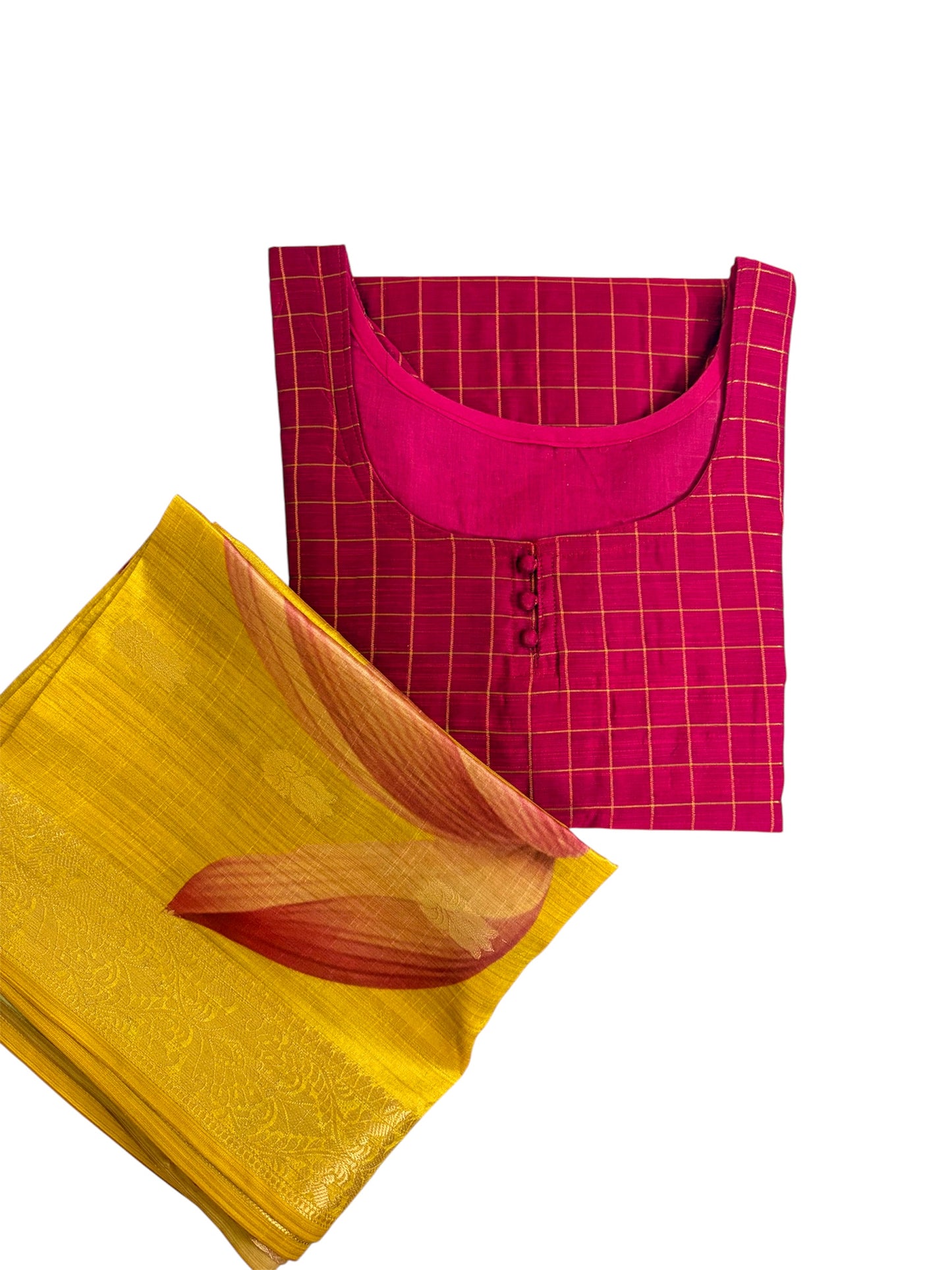 Premium raw silk kurti with silk dupatta