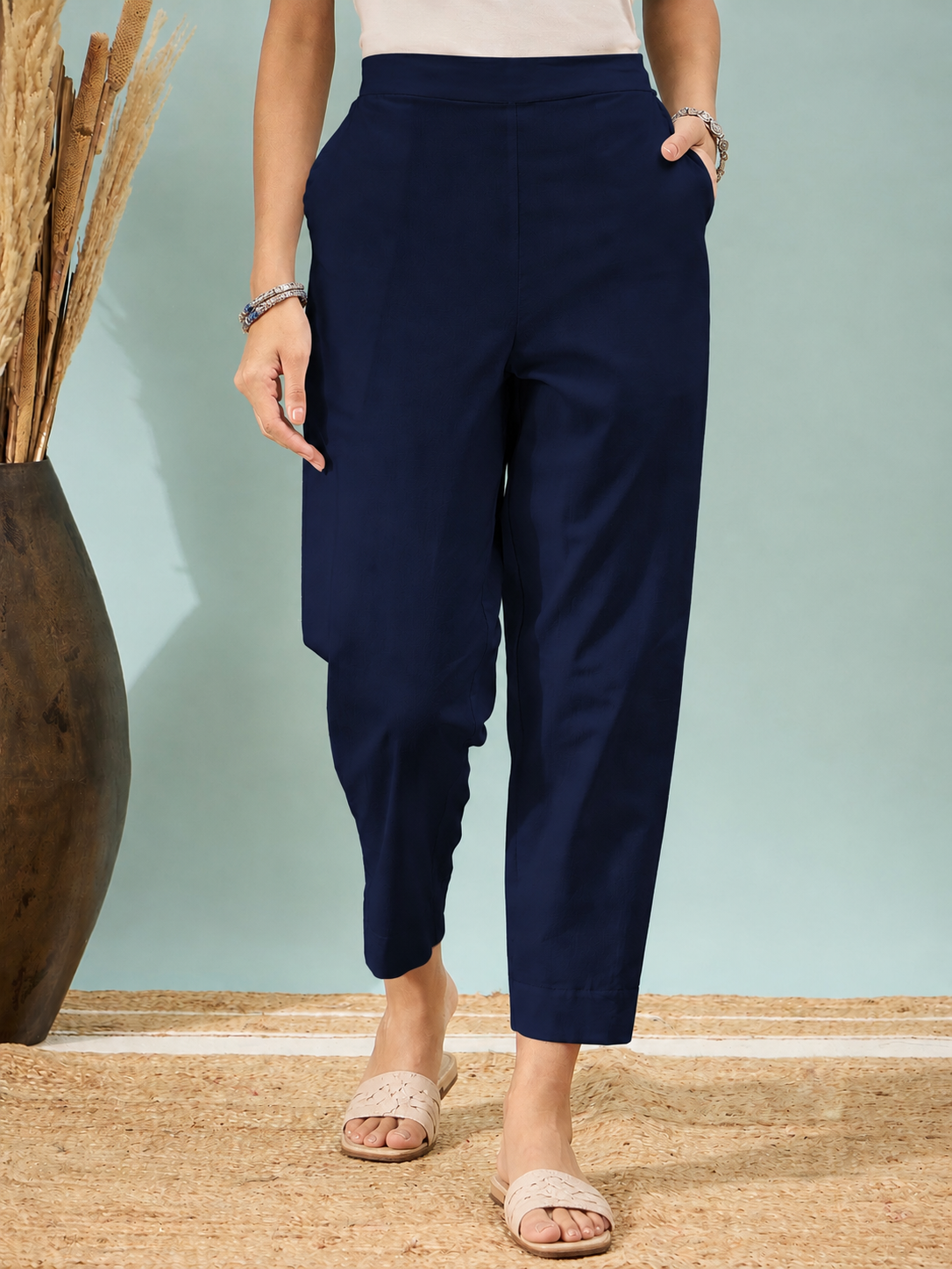 Pure cotton straight cut pants