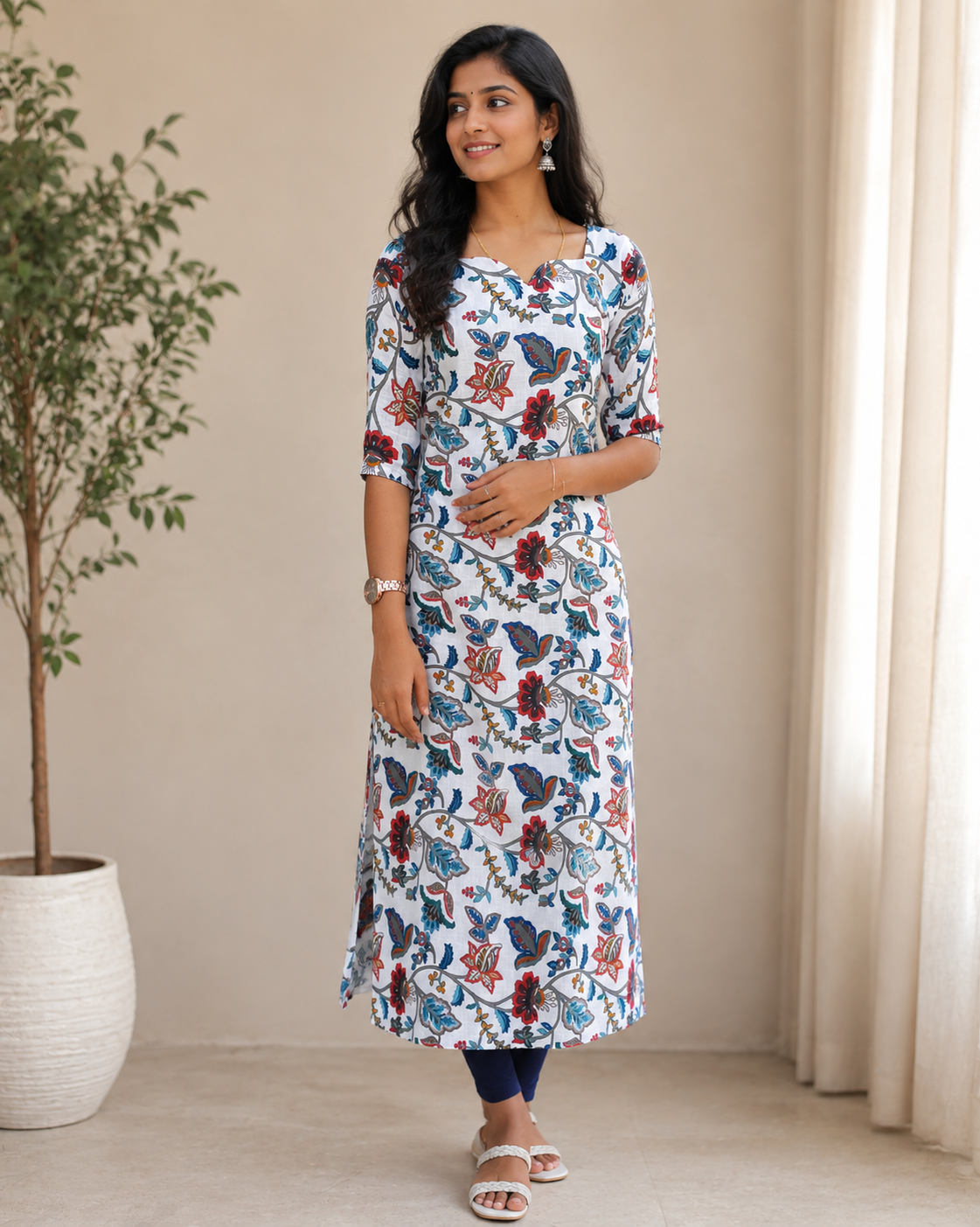 Floral Breeze- Cotton Kurti with lining