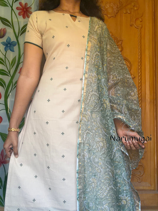 pure cotton Kurti with Kota dupatta