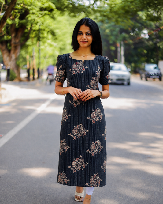 Floral printed cotton kurti with lining