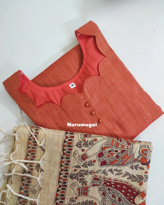 Khadi Cotton Kurti with duppata(Pre order)