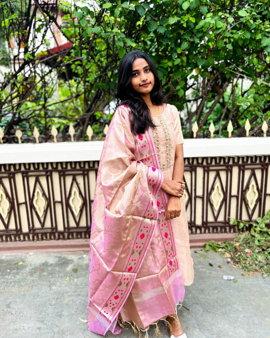 Tussar Kurti Set with Banaras Duppatta