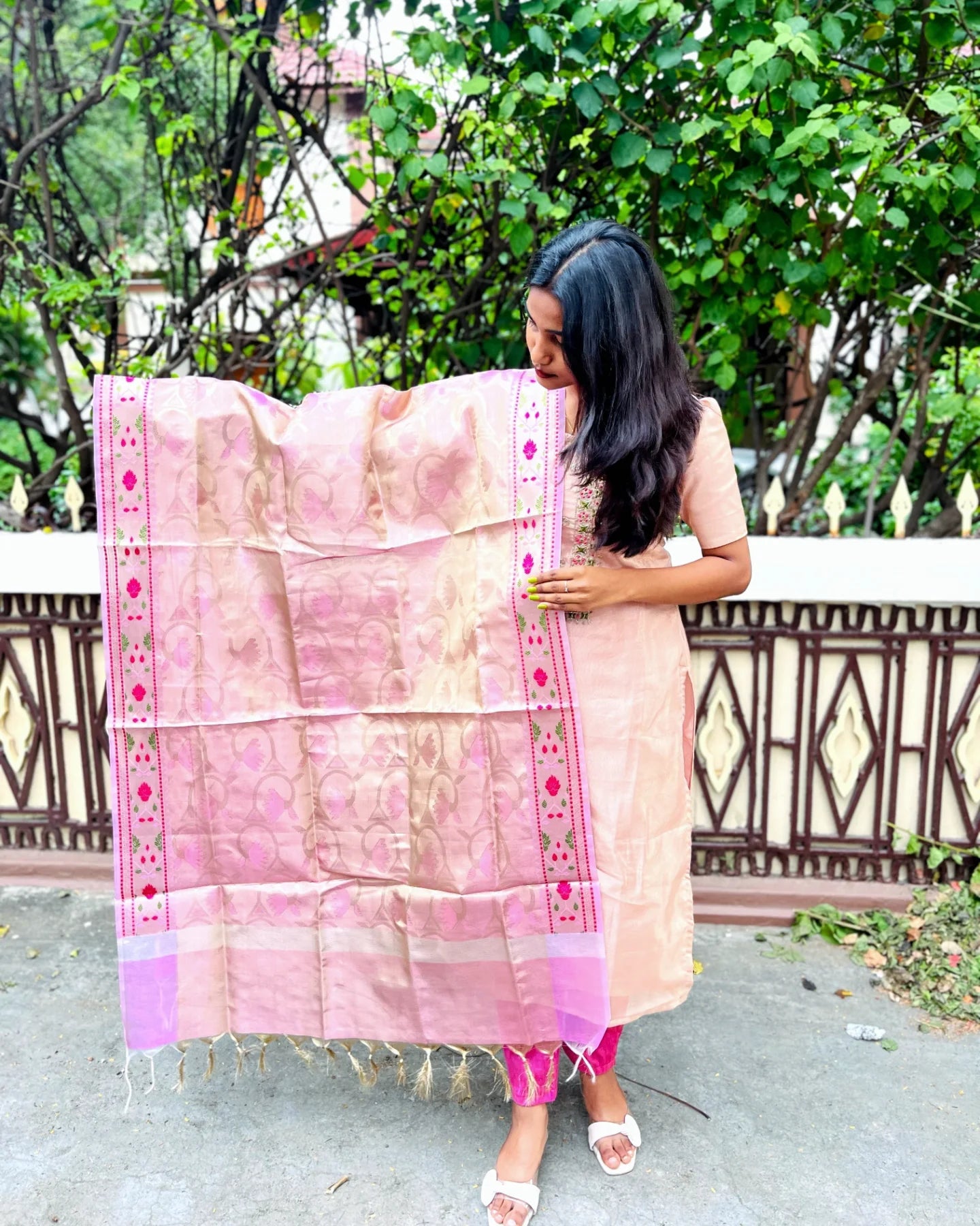Tussar Kurti Set with Banaras Duppatta