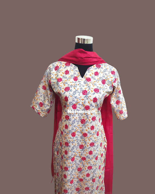Khadi Cotton Kurti with  Duppata