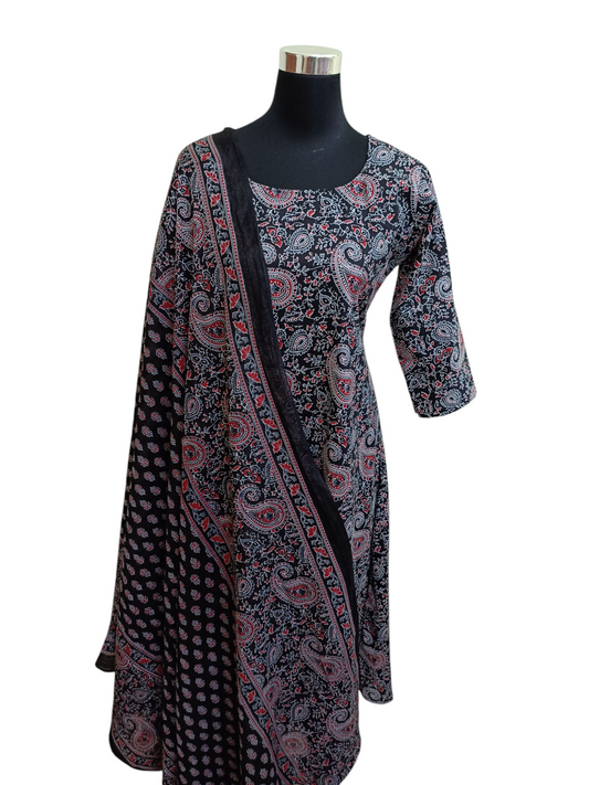 Pure cotton A-line kurti with dupatta