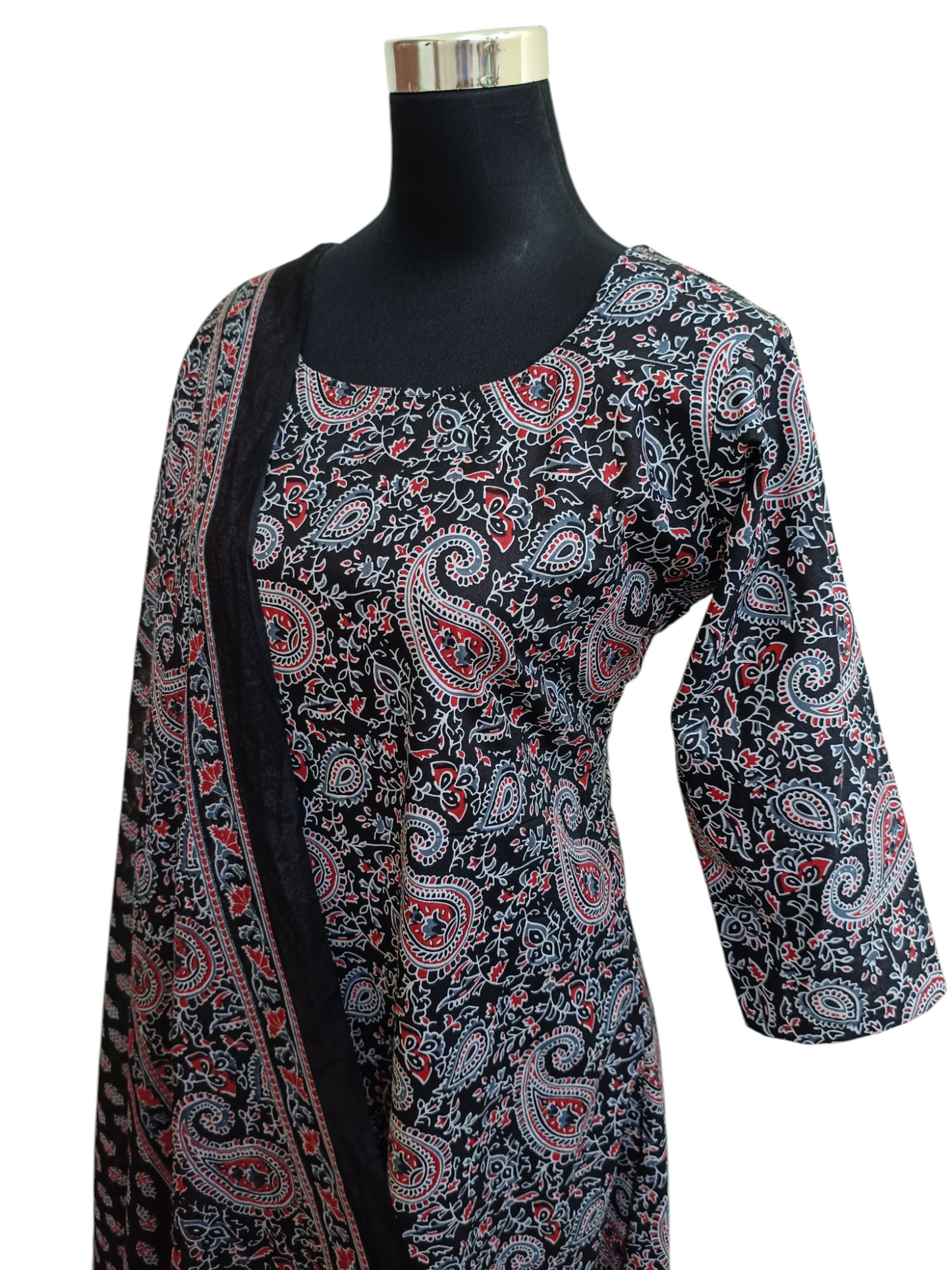 Pure cotton A-line kurti with dupatta