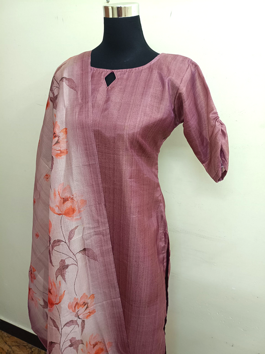Shimmer tissue kurti with duppata set
