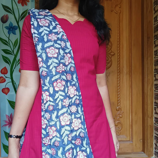 Pure handloom cotton kurti with dupatta