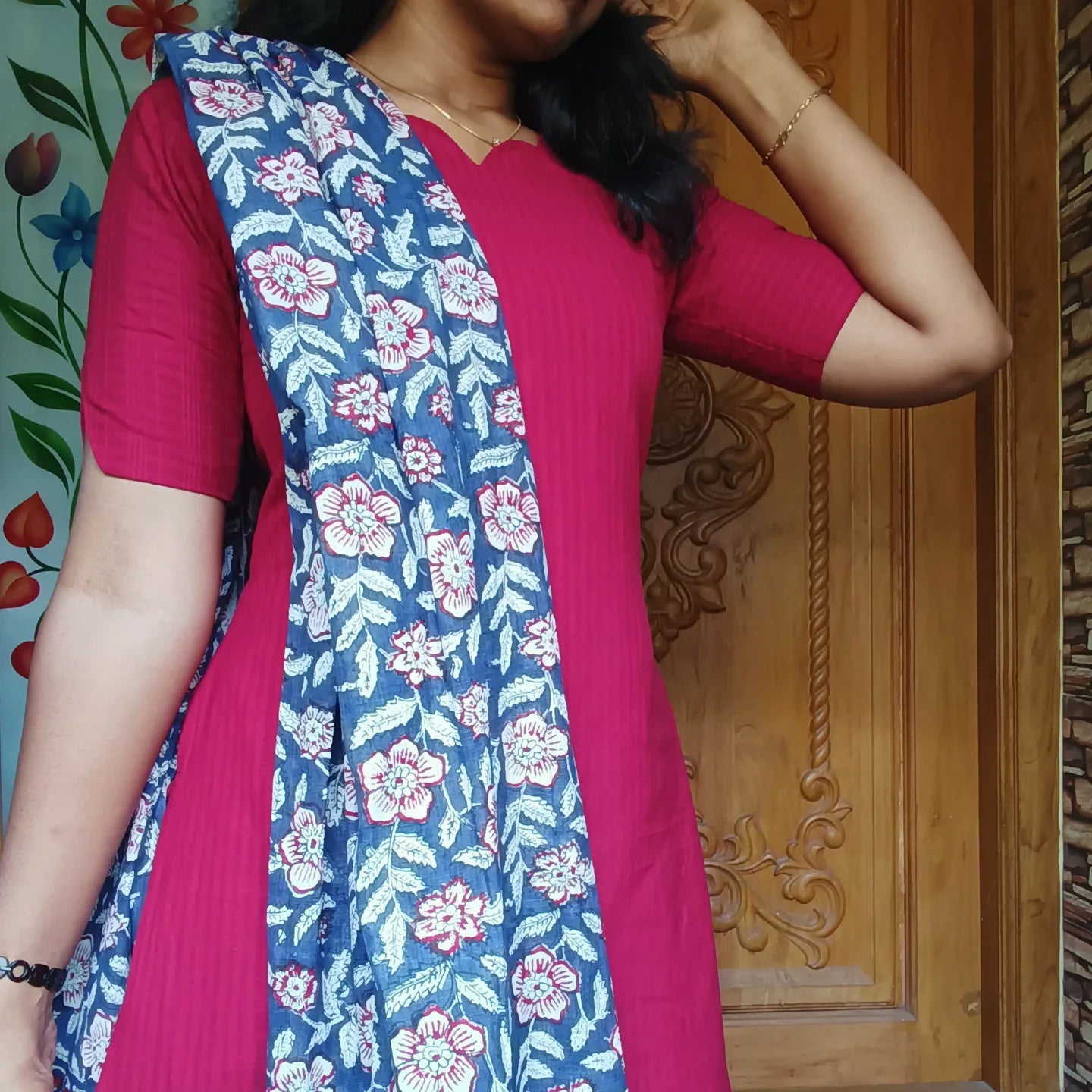 Pure handloom cotton kurti with dupatta