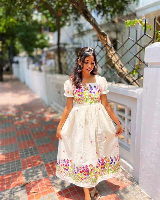 pure cotton hand embroidery maxi