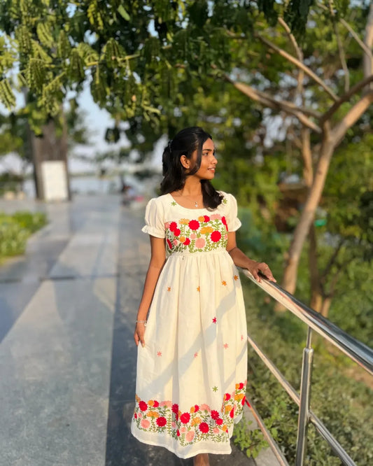 Premium cotton  hand embroidery maxi