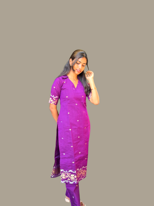 Jamdani kurti with pant set (pre - order)
