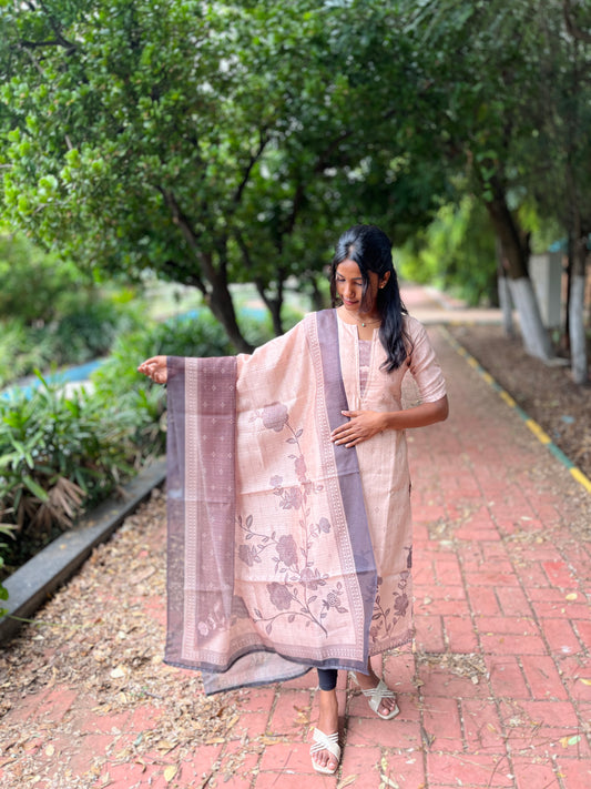 Tussar kurti with dupatta set
