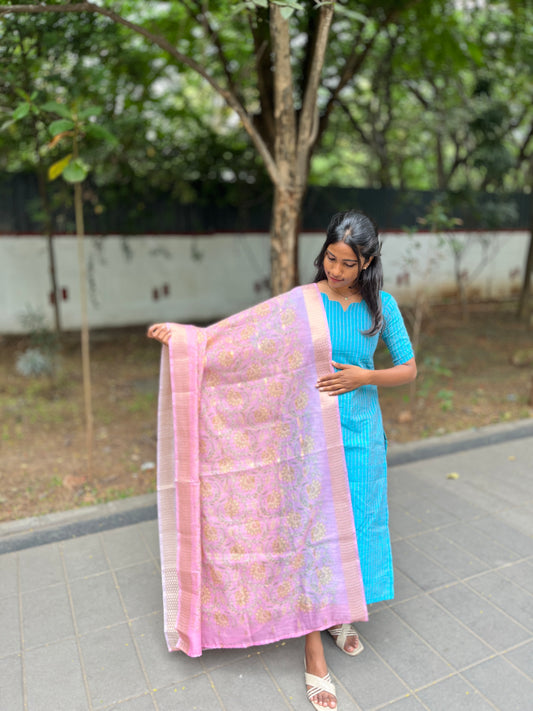 Handloom cotton kurti with chanderi dupatta