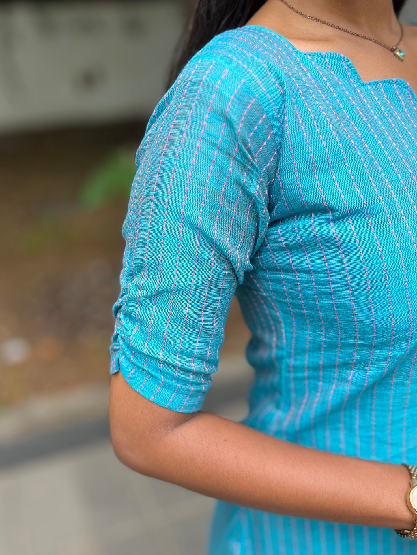 Handloom cotton kurti with chanderi dupatta