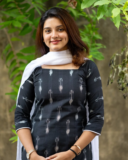 Handloom ikkat kurti with dupatta